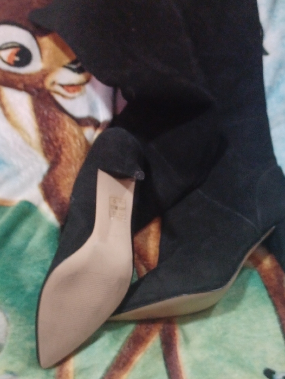 ALDO Real Suede Black Over The Knee Pointed Toe Kitter Heeled Boots Size 9 - Picture 3 of 5